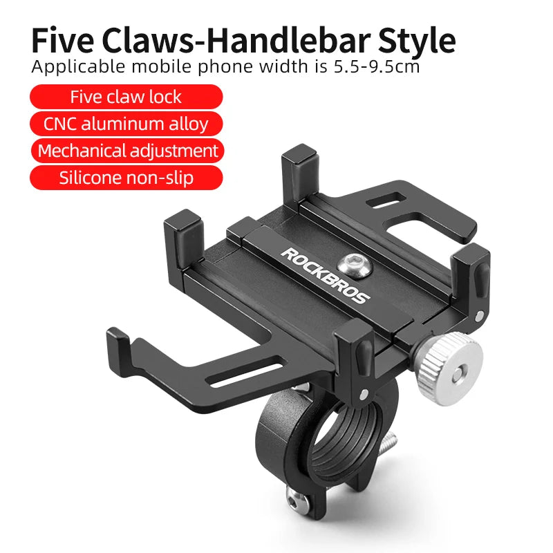 Bike Phone Holder Aluminum Alloy Bike Stand Adjustable 360 Rotation Bicycle Phone Mount Motorcycle Bike Accessories