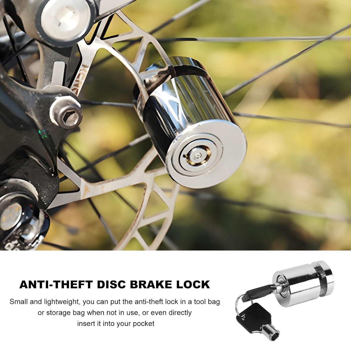 Motorcycle Disc Brake Lock, anti Theft Motorbike Security Disc Wheel Lock with Two Keys, Heavy Duty Alloy Steel Brake Padlock for Electric Scooter MTB Bicycles Wheel Discs