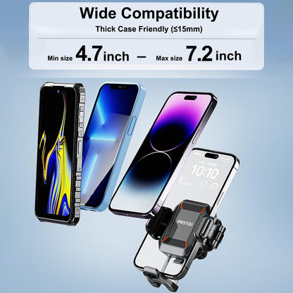 Anti-Vibration Motorcycle Phone Mount, 1" Ball Phone Mount Suitable for 5.2"-7.2" up to 15Mm Thick Phones, Fits for RAM B Size/Imesotu/Other 1" Double Socker Arms