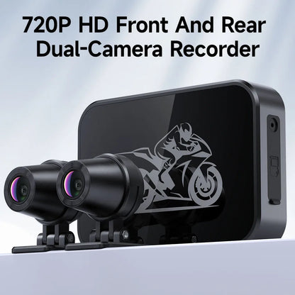 Motorcycle Action Camera Recorder Front & Rearview Waterproof Dual Full Motorcycle DVR Dash Cam Night Vision Wifi Smart Connect