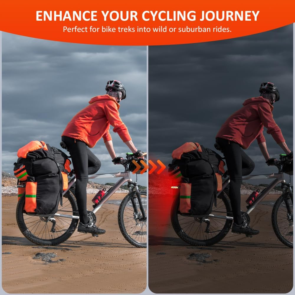 Smart Bike Tail Light with Turn Signals, Rechargeable Bicycle Horn Bike Alarm with Remote, Auto-Sensing Bike Turn Signals Light Alarm