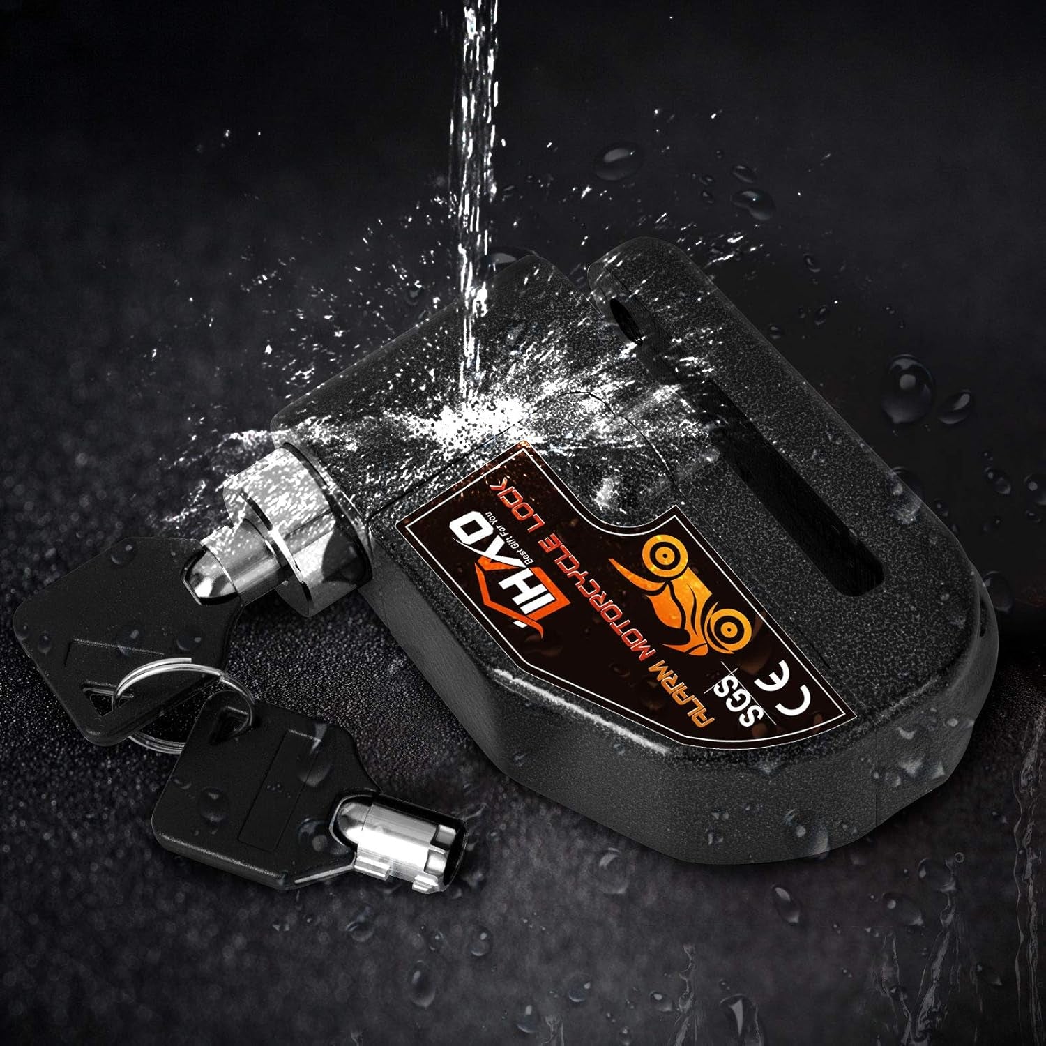 Motorcycle Disc Lock, Anti-Theft Waterproof Disc Brake Alarm Lock for Motorbike Scooter