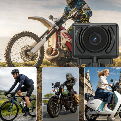 Wifi 2-In-1 Motorcycle Dash Cam & Action Camera 1080P with App, Loop Recording, 140° Wide Angle, Night Vision, Handlebar/Bike Mount