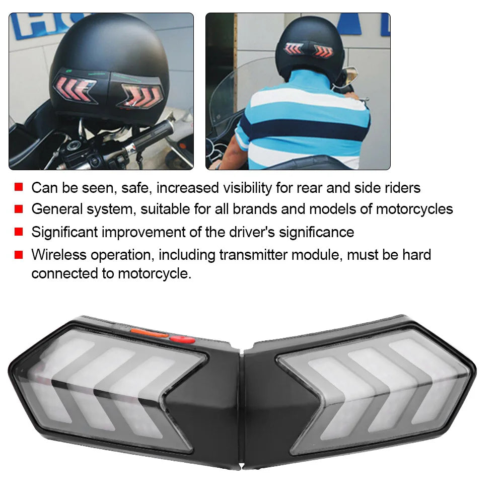 Wireless Helmet LED Safety Light Wireless Motorcycle Helmet LED Safety Light Motorbike Turn Warning Brake Lightbar
