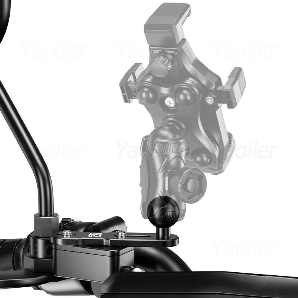 Ball Head Adapter Aluminum Alloy Mount Base W/ 1'' TPU Ball for Motorcycle Brake/Clutch Reservoir Cover for Camera Phones