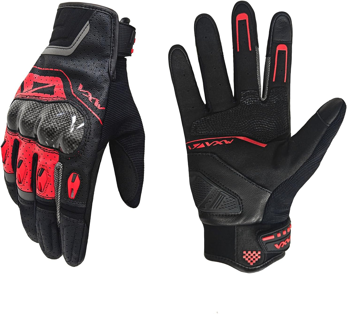 Motorcycle Gloves for Men Women - with Palm Sliders&Knuckle Guards, Touchscreen Design, Faux Leather for Motorcross, Dirt Bike, MTB and Daily Riding