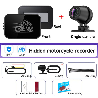 Motorcycle Action Camera Recorder Front & Rearview Waterproof Dual Full Motorcycle DVR Dash Cam Night Vision Wifi Smart Connect