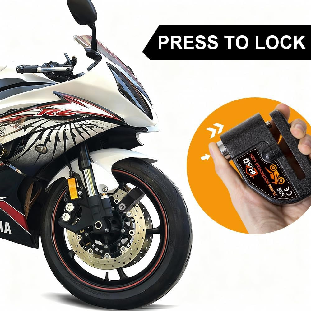 Motorcycle Disc Lock, Anti-Theft Waterproof Disc Brake Alarm Lock for Motorbike Scooter