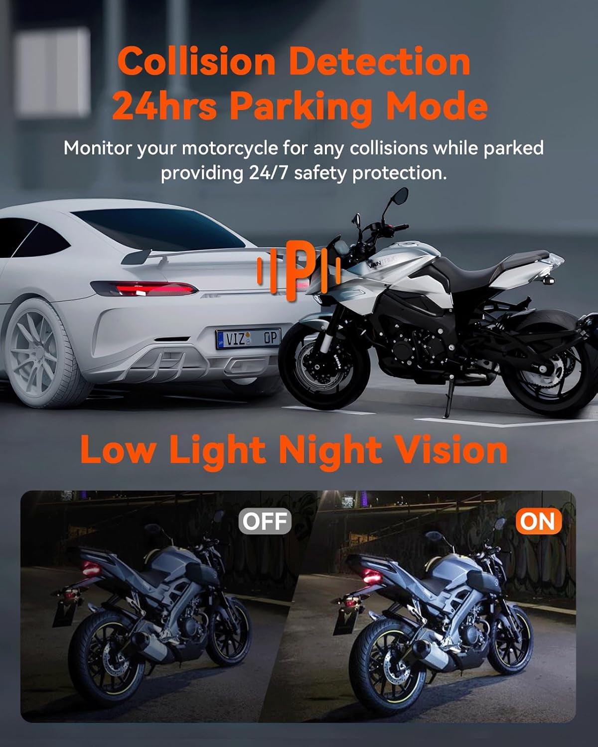 F1 Motorcycle 4K Dash Cam Front and Rear, 4K + 1080P Motorcycle Camera, Full Body IP67 Waterproof, GPS Wi-Fi, 160° Wide Angle, Wired Remote, Night Vision, G-Sensor, Parking Mode, Support 512GB