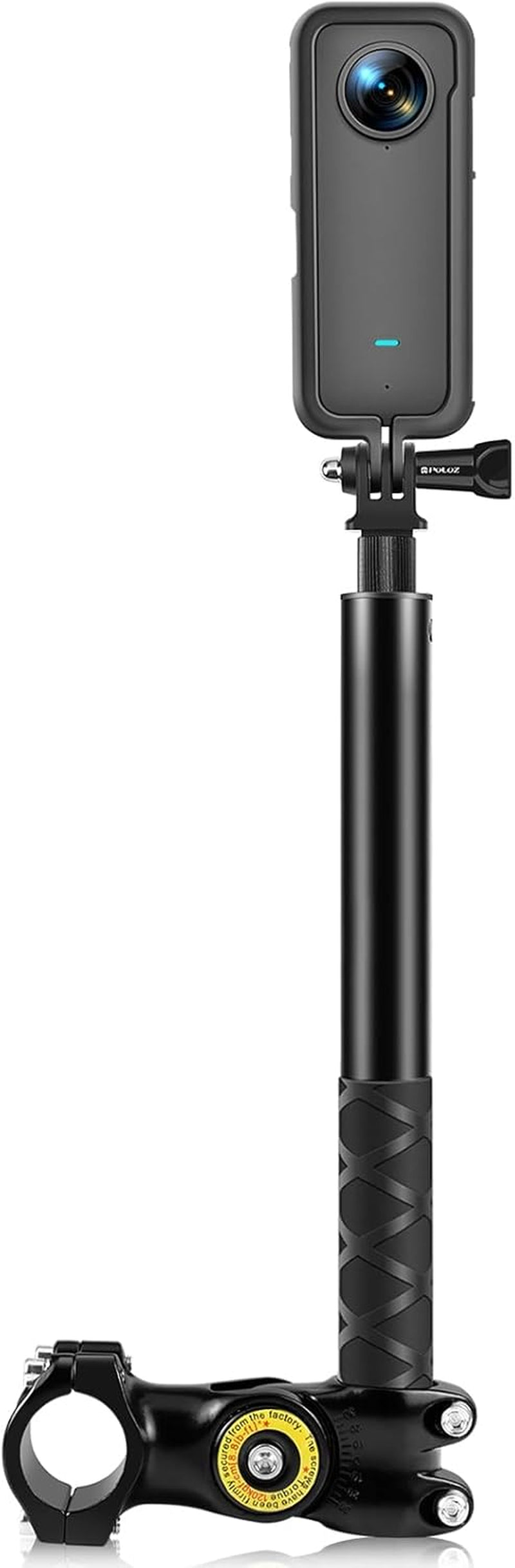 Third Person Perspective Motorcycle Bike Handlebar Mount Selfie Stick Pole for Gopro, Insta360 X4 X3, Action Camera Clamp Monopod Stand 11-44.7 Inch
