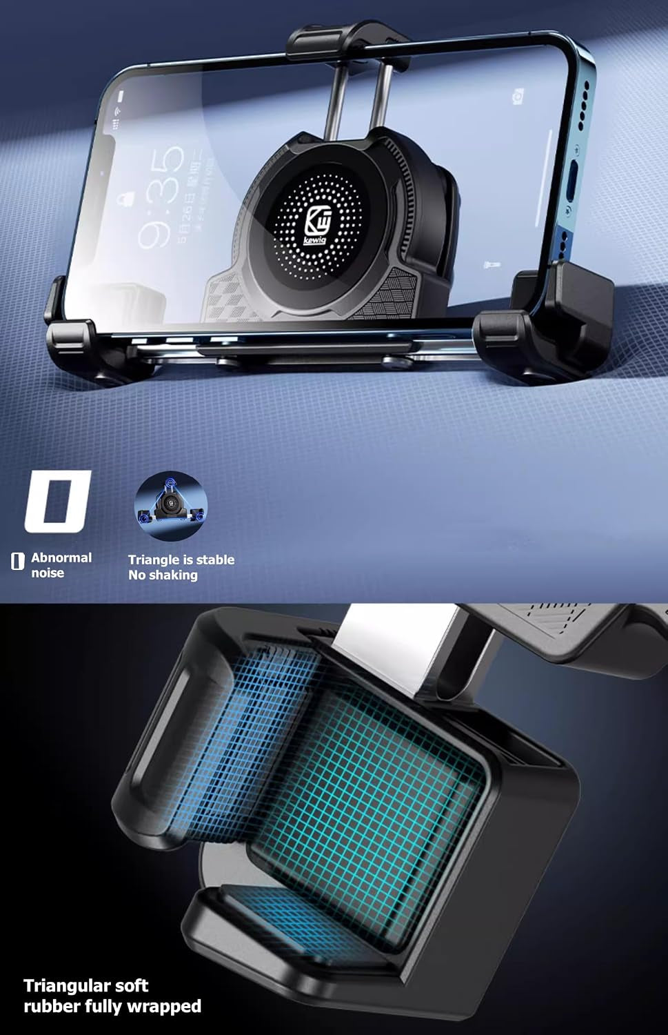 Motorcycle Phone Mount with Qi 15W Wireless Charger & USB C 36W Fast Charging Port, No Block Camera, Anti-Theft Phone Holder Handblebar with Vibration Dampener Fit for 5.4-7.2" Phones
