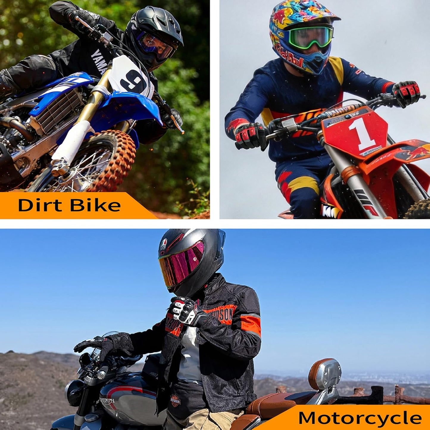 Motorcycle Gloves for Men Women - with Palm Sliders&Knuckle Guards, Touchscreen Design, Faux Leather for Motorcross, Dirt Bike, MTB and Daily Riding