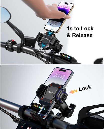 Anti-Vibration Motorcycle Phone Mount, 1" Ball Phone Mount Suitable for 5.2"-7.2" up to 15Mm Thick Phones, Fits for RAM B Size/Imesotu/Other 1" Double Socker Arms
