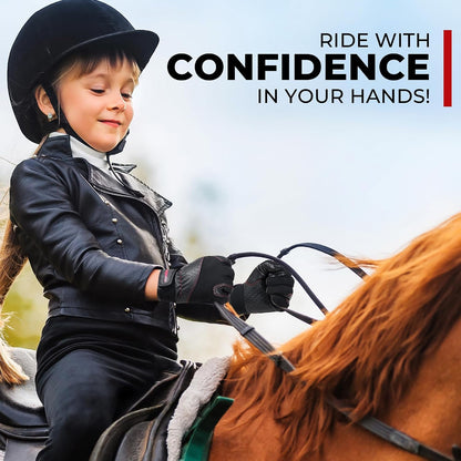HANDALNDY Horse Riding Gloves, Equestrian Gloves Adult Kids for Girls Boys, Durable Comfortable Grip