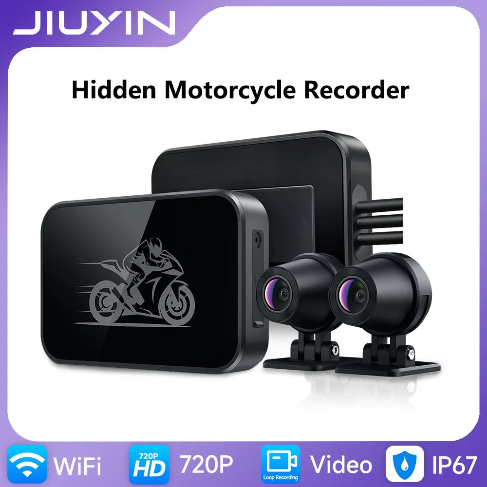 Motorcycle Action Camera Recorder Front & Rearview Waterproof Dual Full Motorcycle DVR Dash Cam Night Vision Wifi Smart Connect
