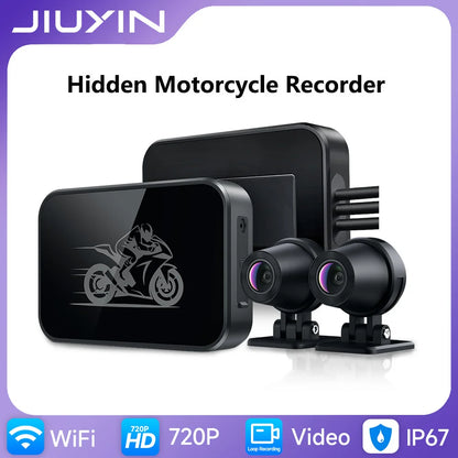 Motorcycle Action Camera Recorder Front & Rearview Waterproof Dual Full Motorcycle DVR Dash Cam Night Vision Wifi Smart Connect