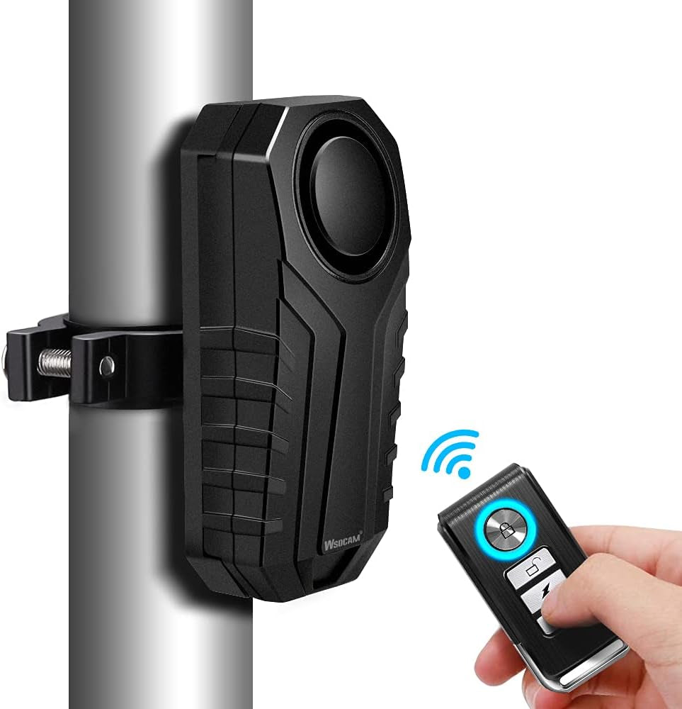 Anti-Theft Bike Alarm with Mount, 113Db Burglar Vibration Motorcycle Bicycle Alarm Security System Waterproof Cycle Bike Alarm with Remote