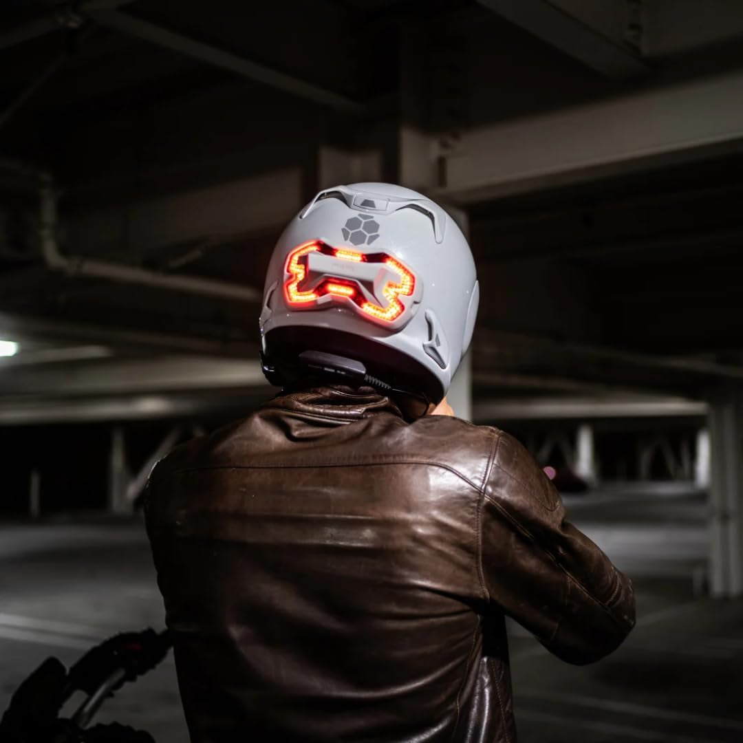 Helmet Light - Smart Wireless Motorcycle Lights- Weatherproof LED Motorcycle Helmet Light - Lightweight & Aerodynamic Design - Smart Brake Detection - Single Button Operation - White