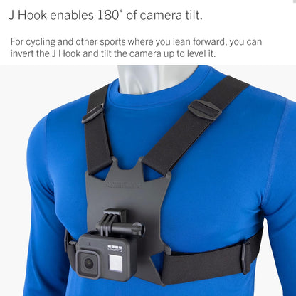 High Stability Chest Mount with J Hook for Action Cameras - Fits Gopro, DJI Osmo (Action 5 Pro, 4, 3, 2), Insta360 (Ace Pro, Ace, ONE RS, ONE R), and Others