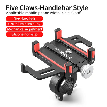 Bike Phone Holder Aluminum Alloy Bike Stand Adjustable 360 Rotation Bicycle Phone Mount Motorcycle Bike Accessories