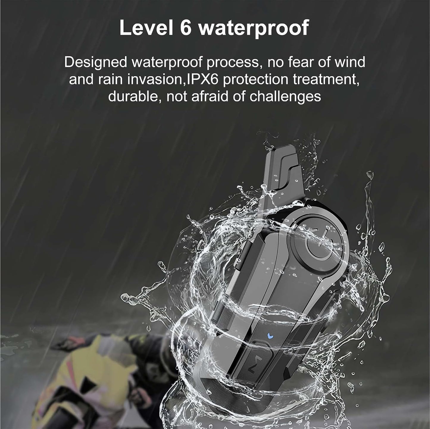Motorcycle Bluetooth Headset Wireless Helmet 2-Way 400M Intercom Headphone with CVC Noise Cancellation Stereo Music IPX6 Waterproof for Half/Open Face Helmet 2 Pack