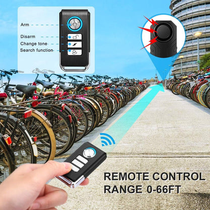 Anti-Theft Bike Alarm with Mount, 113Db Burglar Vibration Motorcycle Bicycle Alarm Security System Waterproof Cycle Bike Alarm with Remote