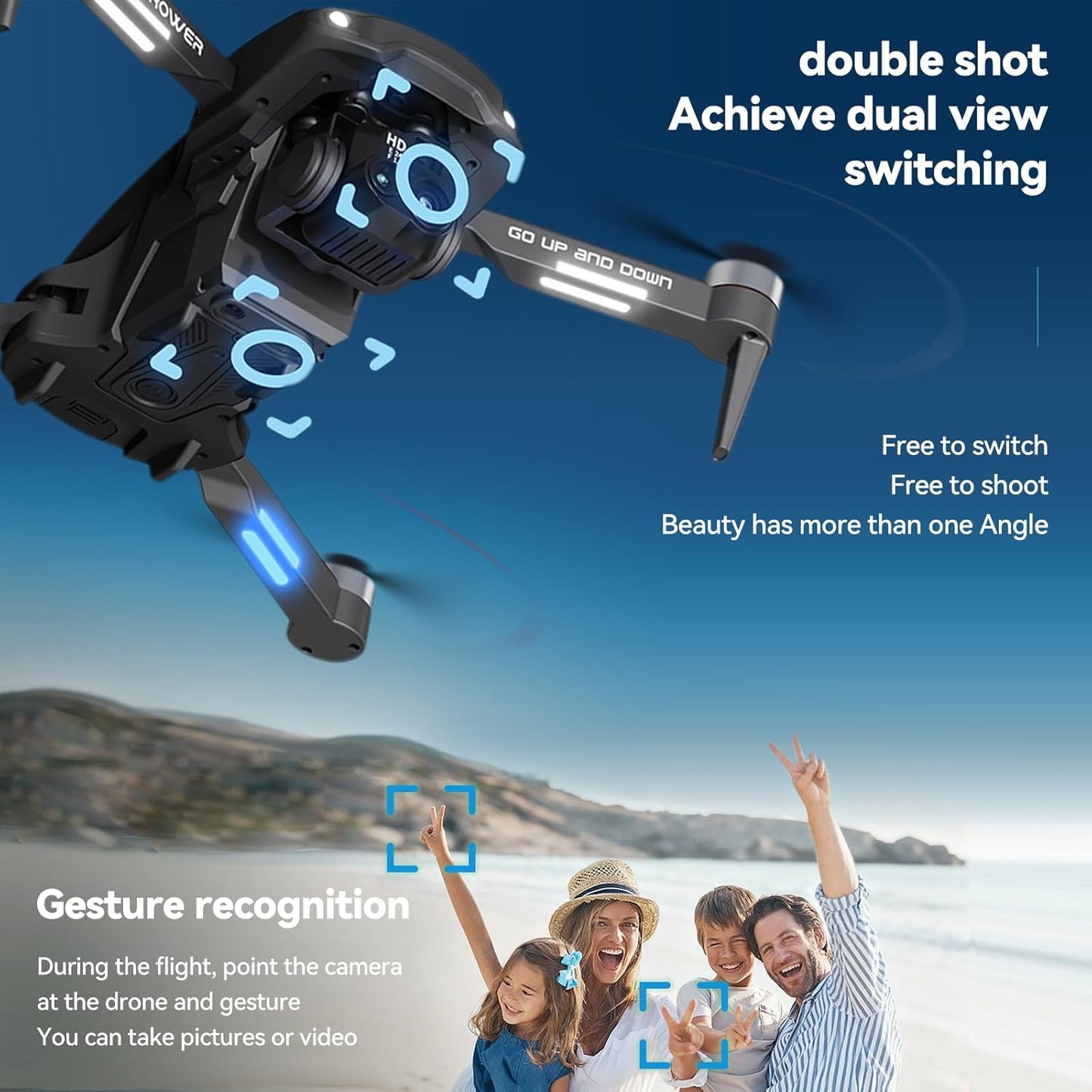 4K Foldable Camera Drone with Obstacle Avoidance | Foldable 4K Drone with Dual Camera, Optical Flow Hover and Gesture Selfie Helps Beginners Capture Easy Travel Shots.
