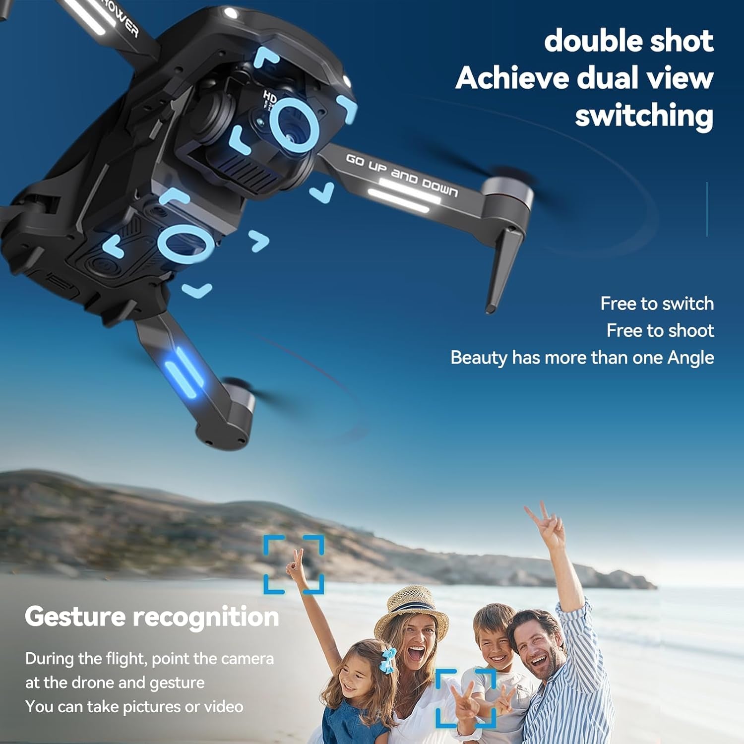 4K Foldable Camera Drone with Obstacle Avoidance | Foldable 4K Drone with Dual Camera, Optical Flow Hover and Gesture Selfie Helps Beginners Capture Easy Travel Shots.