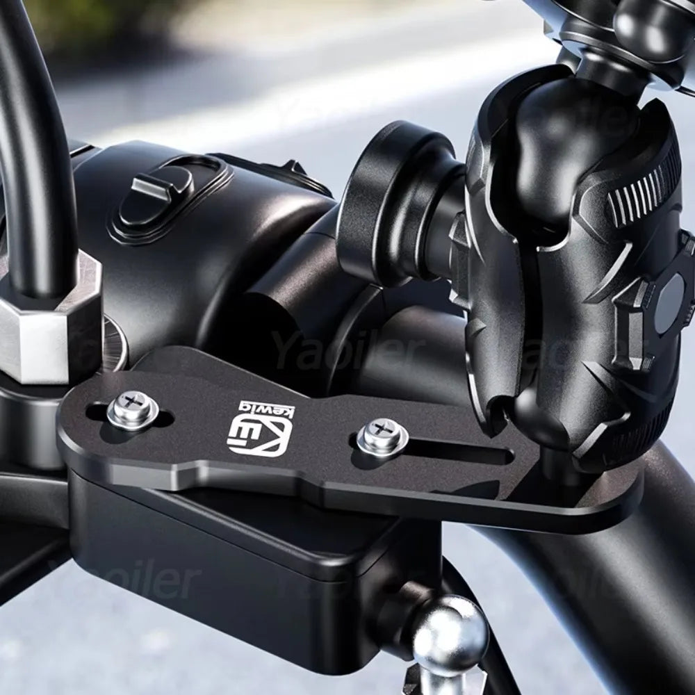 Ball Head Adapter Aluminum Alloy Mount Base W/ 1'' TPU Ball for Motorcycle Brake/Clutch Reservoir Cover for Camera Phones