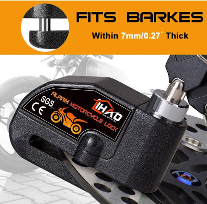 Motorcycle Disc Lock, Anti-Theft Waterproof Disc Brake Alarm Lock for Motorbike Scooter