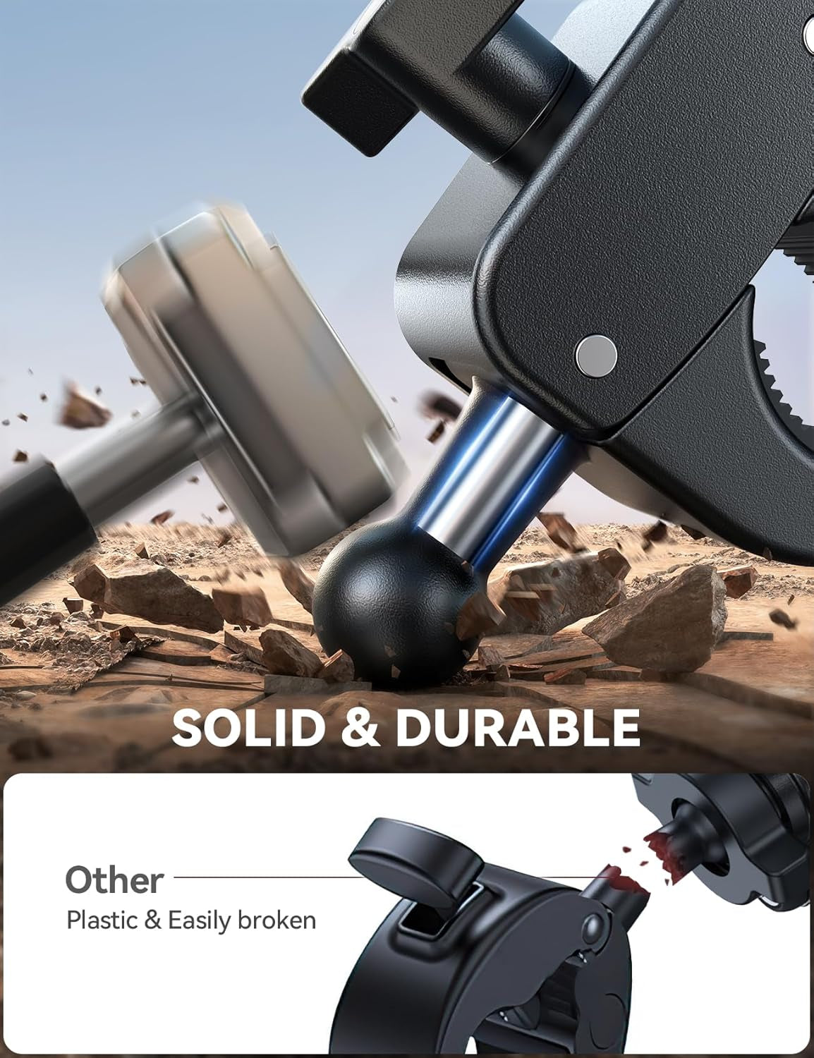 Motorcycle Phone Mount Holder - [Dual Vibration Dampener] 150Mph Anti-Shock Phone Holder for Motorcycle [Upgrade Metal Handlebar Clamp] - Bike Phone Holder Mount for 4.7-7" Phones Orange