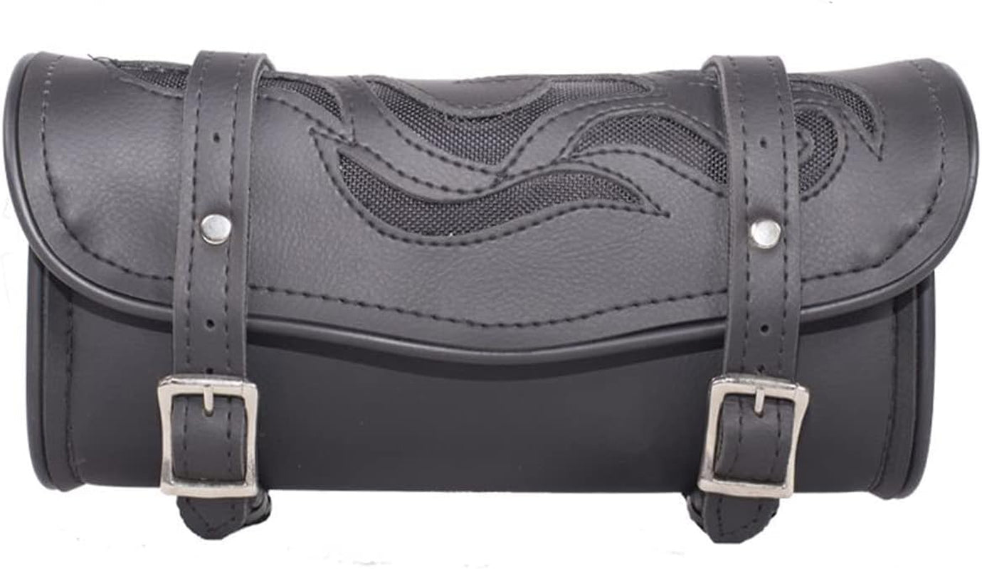 Motorcycle Tool Bag Leather Motorcycle Handlebar Bag Universal Motorcycle Fork Bag Saddlebags Sissy Bar Storage Tool Bag for Motorcycle