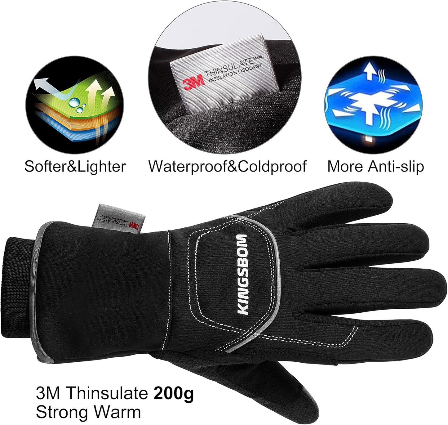 -40F° Waterproof & Windproof Winter Gloves - 3M Thinsulate Thermal Touch Screen Warm Gloves - for Cycling,Skiing,Running,Outdoor Sports - for Women and Men