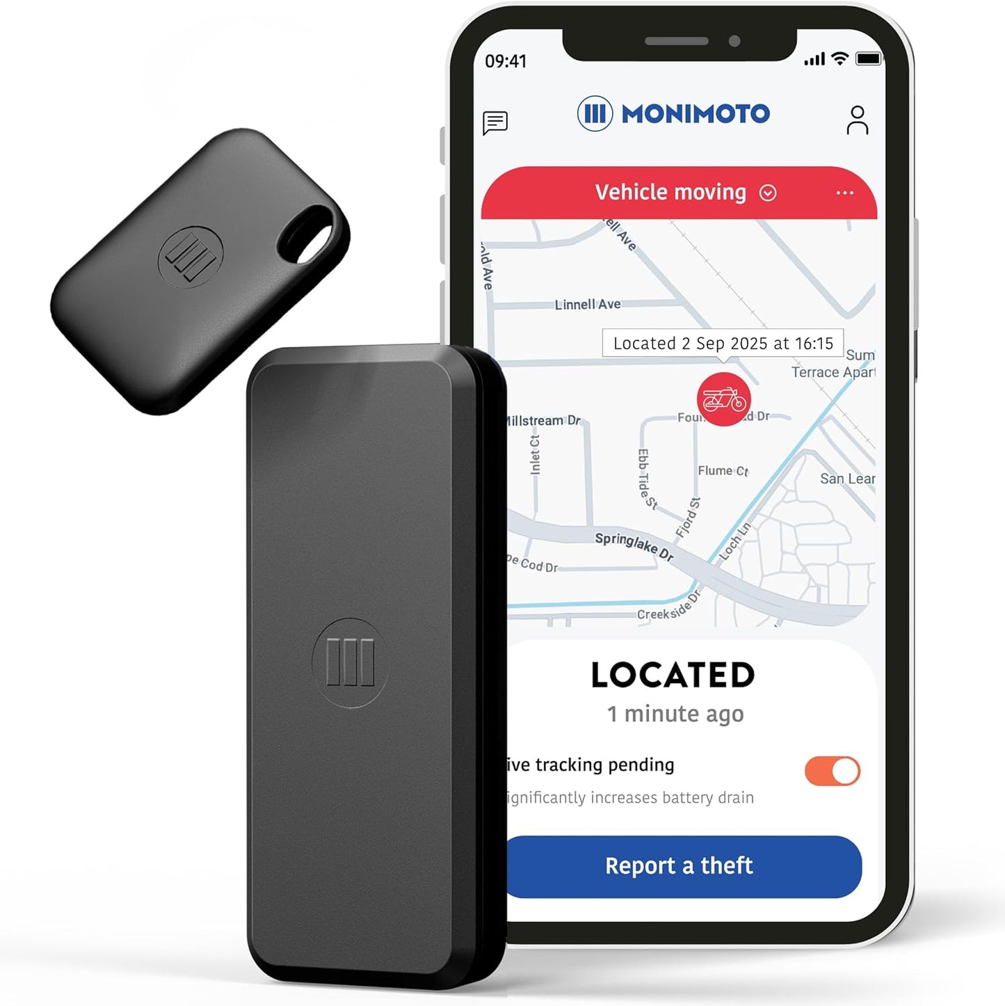 Monimoto 9 US Version Anti-Theft GPS Tracker for Vehicles - Wireless Alarm, Waterproof and Dustproof Build, Phone Call Alerts and DIY Installation - Smart Motorcycle GPS Tracker, Boats, Atvs