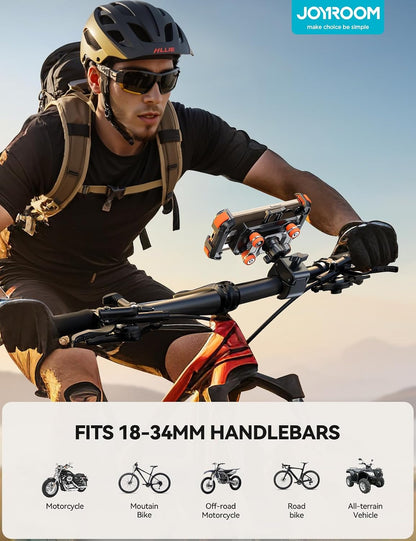 Motorcycle Phone Mount Holder - [Dual Vibration Dampener] 150Mph Anti-Shock Phone Holder for Motorcycle [Upgrade Metal Handlebar Clamp] - Bike Phone Holder Mount for 4.7-7" Phones Orange