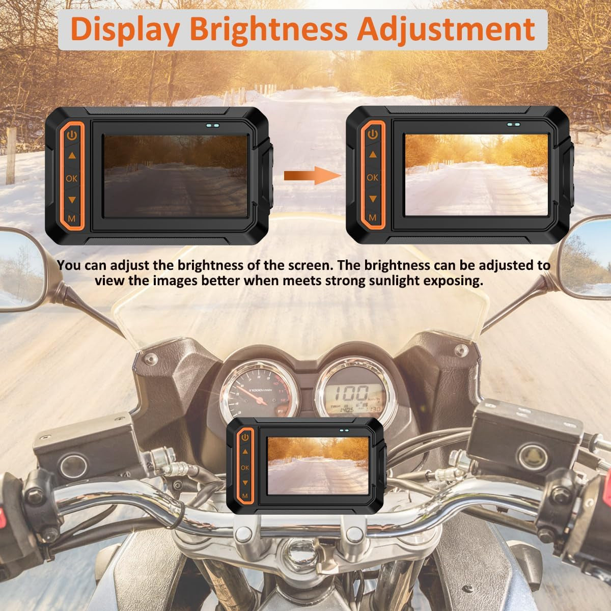 Motorcycle Dash Cam, 3'' LCD Waterproof Motorcycle Front and Rear 1080P Camera Wide Angle 155° with Wi-Fi, GPS, Wired Control, G-Sensor, Max up to 256GB