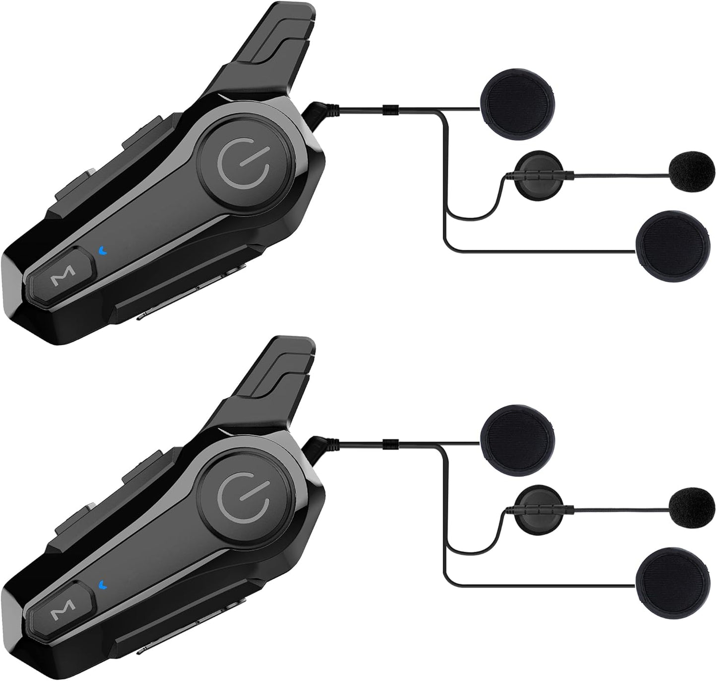 Motorcycle Bluetooth Headset Wireless Helmet 2-Way 400M Intercom Headphone with CVC Noise Cancellation Stereo Music IPX6 Waterproof for Half/Open Face Helmet 2 Pack