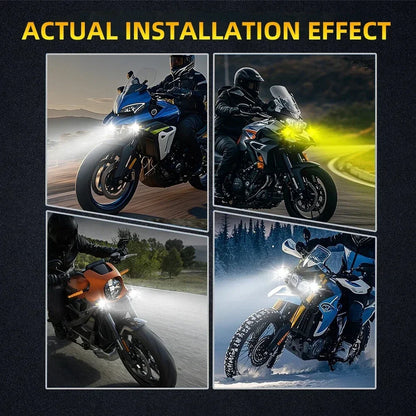 LED Motorcycle Headlight 6000K White Auxiliary 3500K Fog Light Strobe for Motorbike Driving Car Fog Spot Off-Road Use