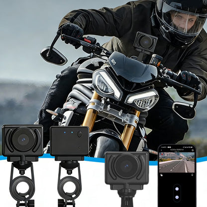Wifi 2-In-1 Motorcycle Dash Cam & Action Camera 1080P with App, Loop Recording, 140° Wide Angle, Night Vision, Handlebar/Bike Mount