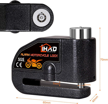 Motorcycle Disc Lock, Anti-Theft Waterproof Disc Brake Alarm Lock for Motorbike Scooter