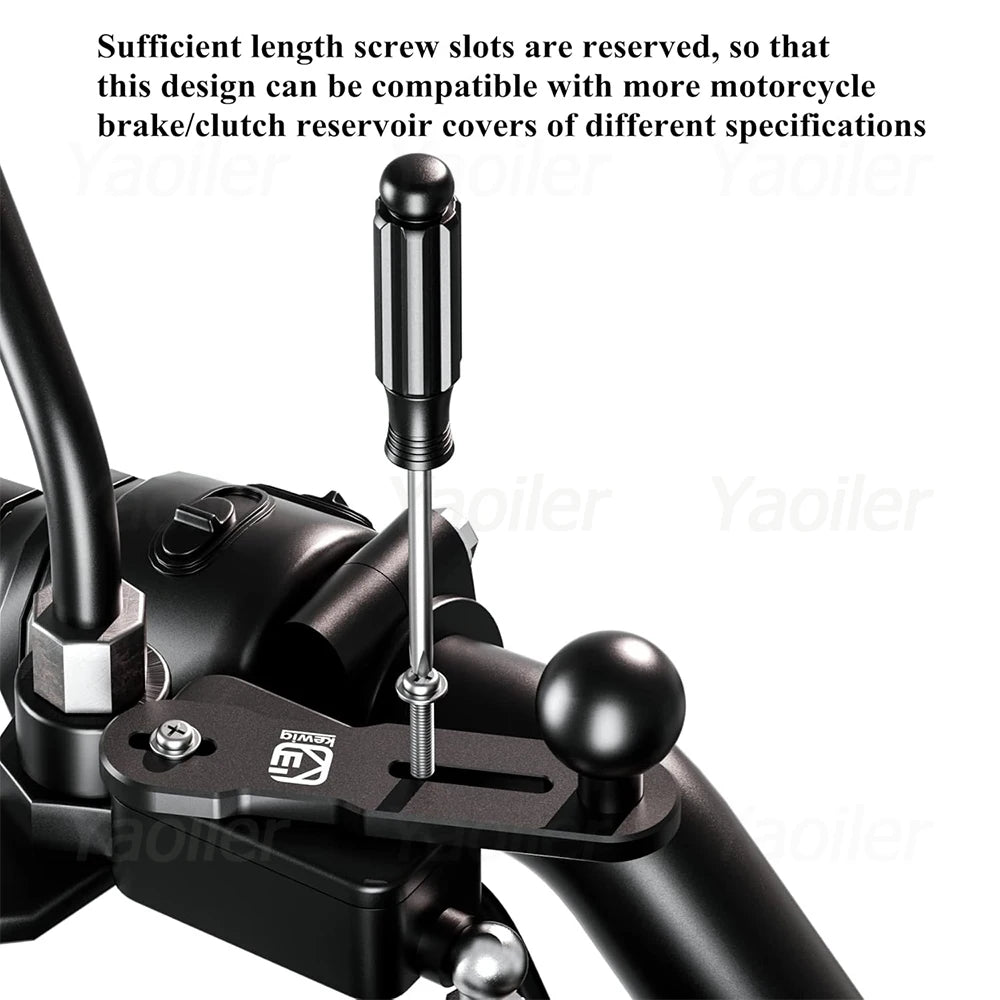 Ball Head Adapter Aluminum Alloy Mount Base W/ 1'' TPU Ball for Motorcycle Brake/Clutch Reservoir Cover for Camera Phones