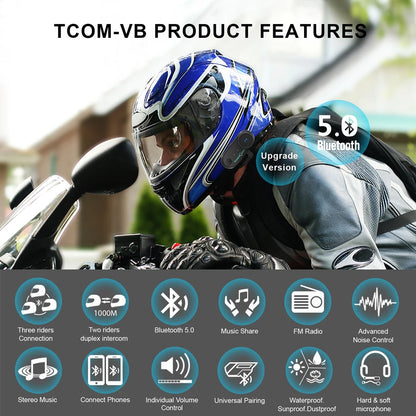 Bluetooth Motorcycle Intercom Helmet Headset Headphone FM Music Sharing Helmet Communicator Speaker