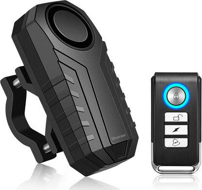 Anti-Theft Bike Alarm with Mount, 113Db Burglar Vibration Motorcycle Bicycle Alarm Security System Waterproof Cycle Bike Alarm with Remote