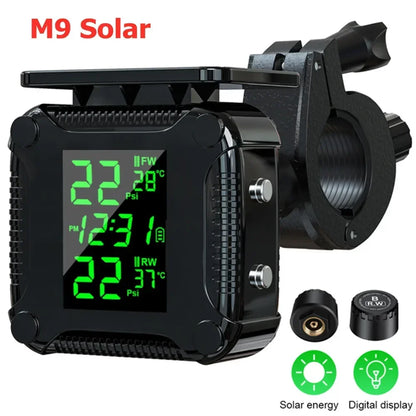 Solar Charging TPMS Motorcycle Tire Pressure Sensors Motorbike Tire Pressure Monitoring System Tyre Temperature Alarm System