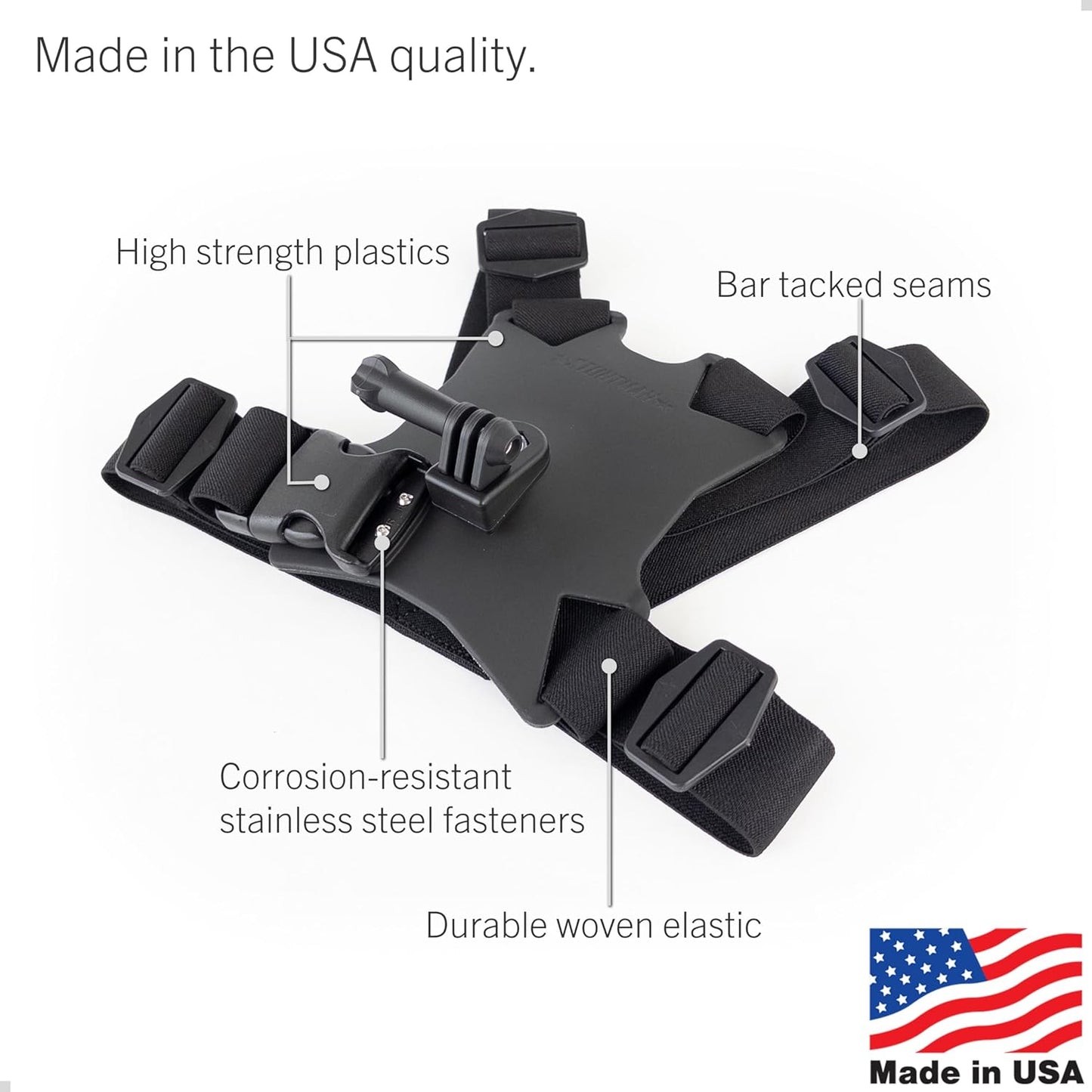 High Stability Chest Mount with J Hook for Action Cameras - Fits Gopro, DJI Osmo (Action 5 Pro, 4, 3, 2), Insta360 (Ace Pro, Ace, ONE RS, ONE R), and Others