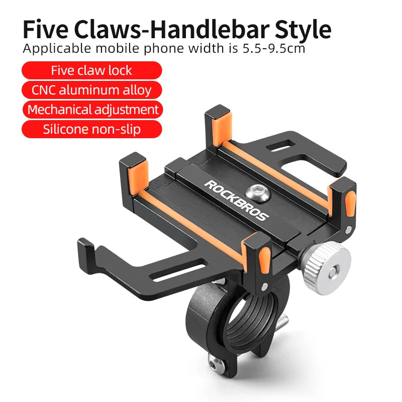 Bike Phone Holder Aluminum Alloy Bike Stand Adjustable 360 Rotation Bicycle Phone Mount Motorcycle Bike Accessories