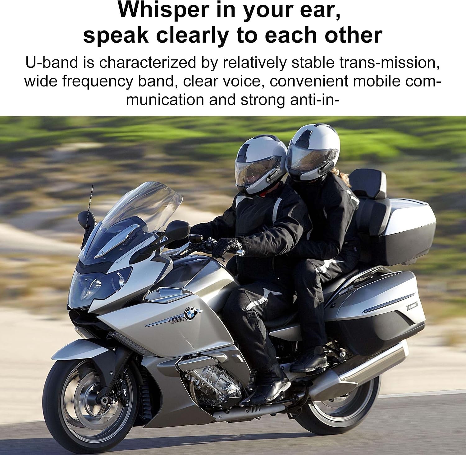 Motorcycle Bluetooth Headset Wireless Helmet 2-Way 400M Intercom Headphone with CVC Noise Cancellation Stereo Music IPX6 Waterproof for Half/Open Face Helmet 2 Pack