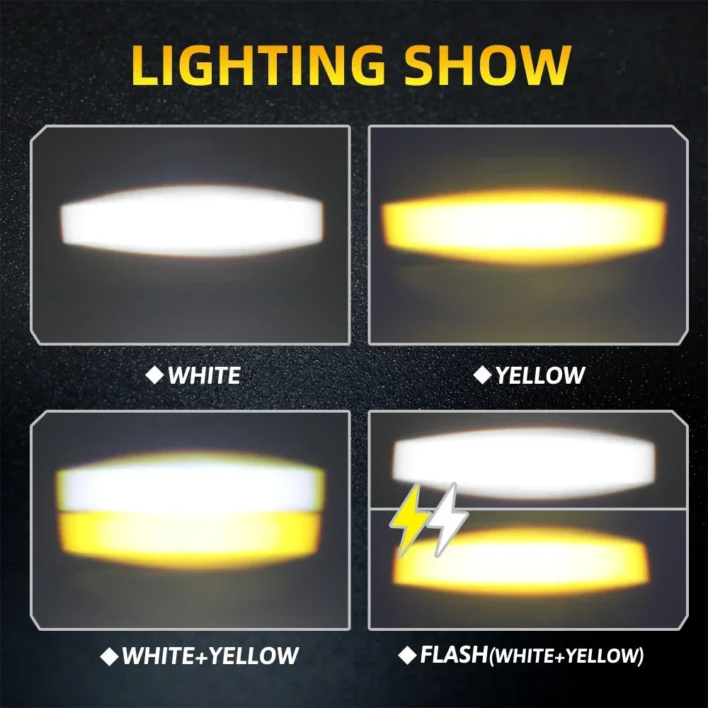 LED Motorcycle Headlight 6000K White Auxiliary 3500K Fog Light Strobe for Motorbike Driving Car Fog Spot Off-Road Use