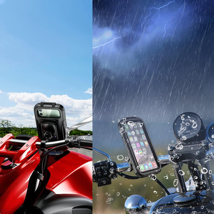 Waterproof IP67 Motorcycle Phone Mount Wireless/Usb C Charger Handlebar Cellphone Holder Quick Charge for 5.5"-6.8" Phones, Work by Wiring to 12/24V Motorcycles or Plugging to USB a Sockets