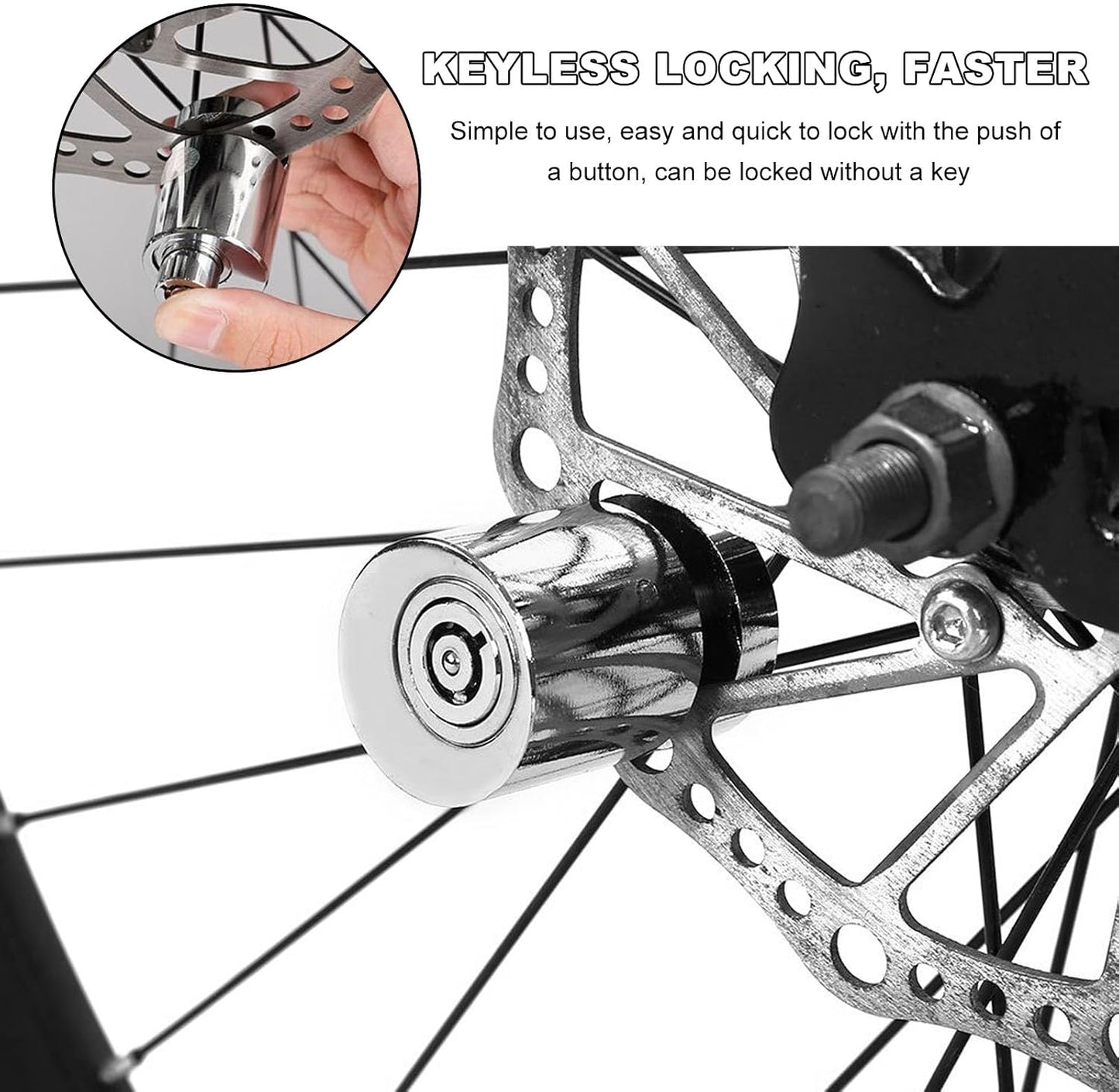 Motorcycle Disc Brake Lock, anti Theft Motorbike Security Disc Wheel Lock with Two Keys, Heavy Duty Alloy Steel Brake Padlock for Electric Scooter MTB Bicycles Wheel Discs